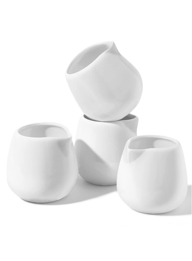 Mini Creamer Jugs, 4pcs Ceramic Sauce Cups Milk Creamer Pitcher Serving Creamer Jugs Without Handle for Milk Coffee - Image 2